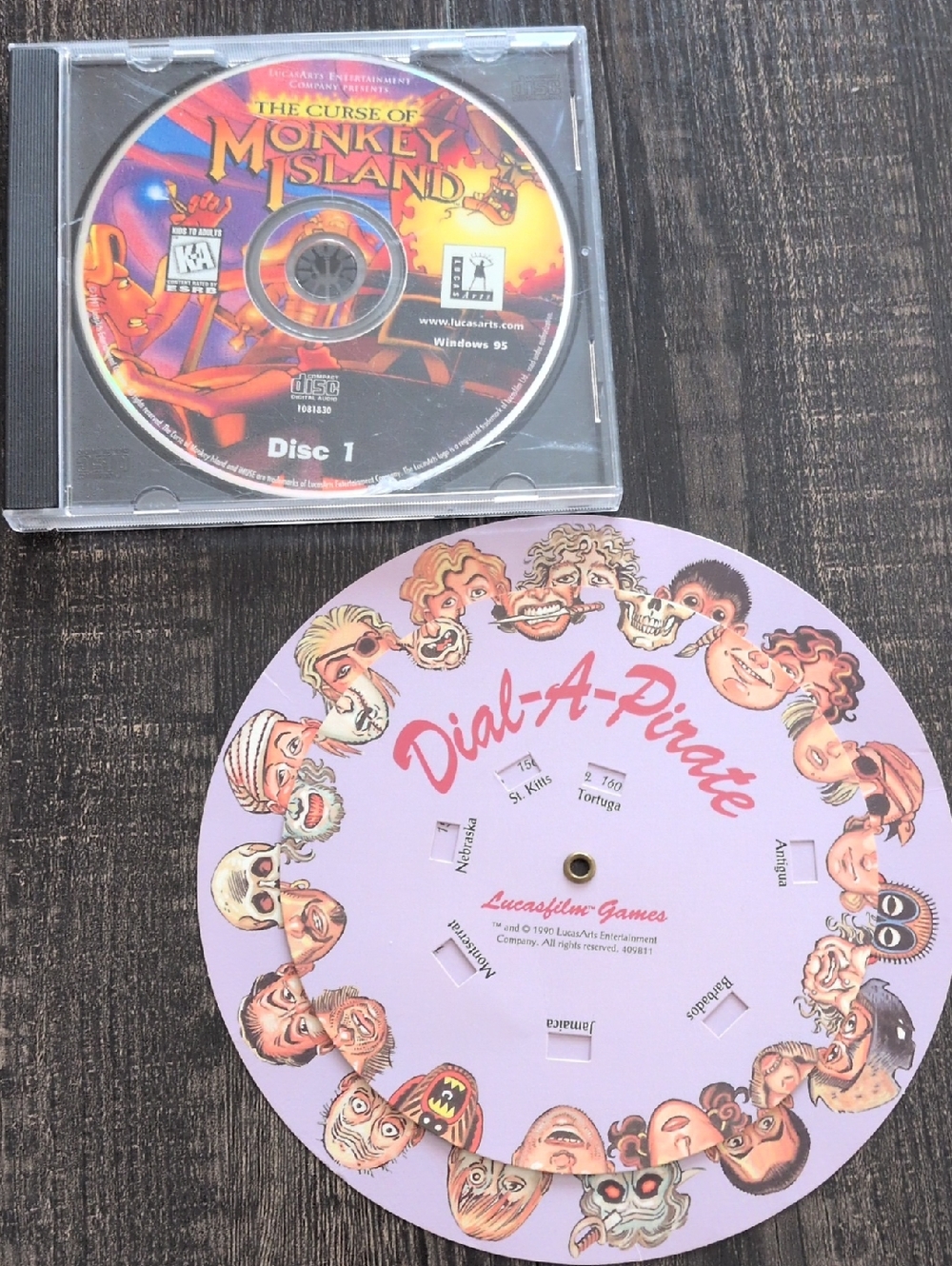 Vintage 90 The Curse of Monkey Island with Dial A Pirate Wheel